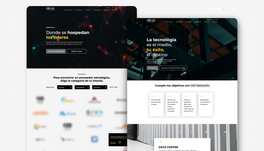 Um website corporativo (no Hubspot) para uma empresa mexicana líder em Tecnologia da Informação e Centros de Dados.